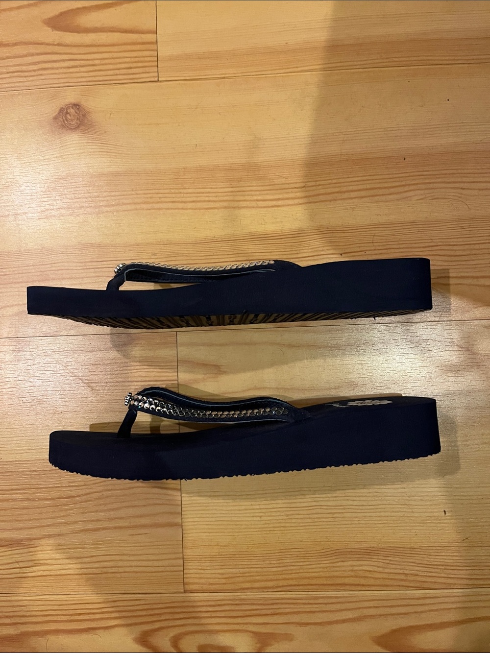 Yellow Box Navy Rhinestone Thong Sandals - Picture 2 of 4